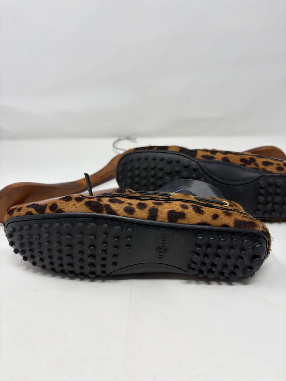 The Original Car Shoe Calf Hair Leopard Print Moccasin Driving Loafers Size 7.5